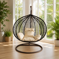 2026 Fauteuil à bascule suspendu moderne en acier inoxydable, design nid d'oiseau, forme œuf, avec accoudoirs, pour intérieur/extérieur