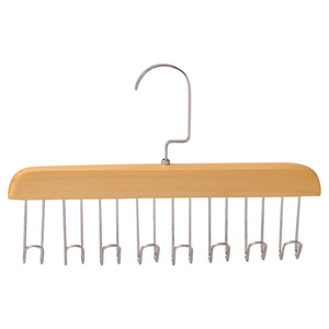 Multifunctional Solid Wood Hanger With 8 Hooks For Ties Belts Scarves Storage Organizer Natural And Vintage Colors - Product Image 4