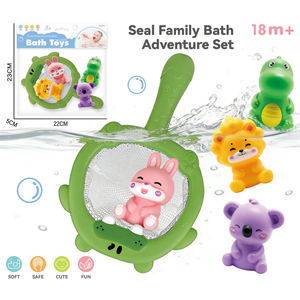 Ensemble de jouets de bain avec filet, animaux flottants : Lapin, Lion, Koala, Dinosaure, Canard, Pingouin, Grenouille, Hippopotame - Cadeau pour enfants - Product Image 2