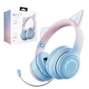 Venta caliente BT029C Blue tooth auriculares inalámbricos Lindo <span class=keywords><strong>gato</strong></span> oreja electrónica deportes <span class=keywords><strong>juego</strong></span> auriculares LED cambio de color auriculares - Product Image 1