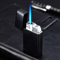 Briquets à fumée vintage en métal rechargeables Logo personnalisé Bleu Straight Jet Flame Vintage