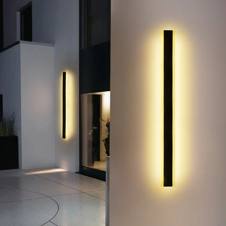 Современный наружный настенный светильник KAIFAN с линейной полосой, 110 В, 220 В, 3000 К, теплый белый Садовый светильник, длинный светодиодный настенный светильник