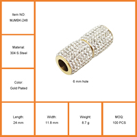 Fermoir magnétique en acier inoxydable 304 plaqué or 18 carats, hypoallergénique, avec strass blancs, pour la fabrication de colliers et bracelets DIY