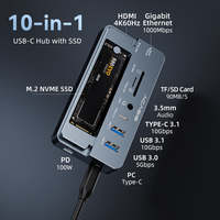 11-in-1 USB-C Dockingstation M.2 NVMe SSD-Gehäuse 4K 60Hz HDMI 10Gbps 100W PD Typ-C Hub RJ45 für Laptop