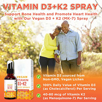 Vitamine D3 + K2 vaporisateur 30ml de marque privée OEM Supplément liquide de vitamines D3 végétaliennes pour soutenir la santé des os de tout le corps