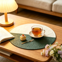 Set de table rond de luxe, recto-verso, en cuir PU hydrofuge et résistant à la chaleur, idéal pour mariages et restaurants