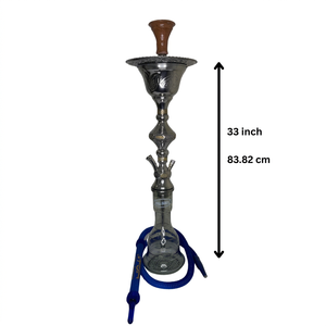 Chicha artisanale authentique Khalil Maamoon Frosted Modern - Noyau en laiton massif, glace toute la nuit, 1 niveau, 33 pouces (83,82 cm), ensemble complet - Product Image 2