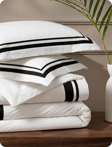 Set di Lenzuola Queen Size 300TC in Cotone Organico Moderno con 2 Federe, Lenzuolo con Angoli Profondi di Lusso <span class=keywords><strong>per</strong></span> Hotel, Resistente allo Sbiadimento, Ricamato - Product Image 1