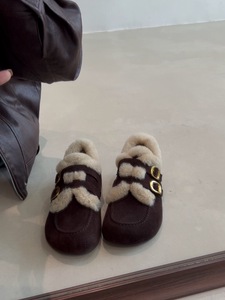Genuine Leather Retro Round Toe Women Birk enstock Shoes Fleece Lined Warm Thick Sole Height Increasing Winter Footwear - Product Image 3