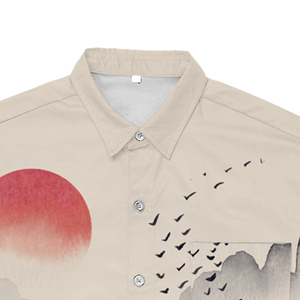 2024批发男式新中式风景图案衬衫中式休闲宽松短袖衬衫 - Product Image 2
