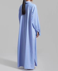 Camicia da donna <span class=keywords><strong>blu</strong></span> cotone medio abiti in <span class=keywords><strong>lino</strong></span> oversize Maxi collo a punta a tracolla con polsini in <span class=keywords><strong>lino</strong></span> camicia di <span class=keywords><strong>lino</strong></span> - Product Image 6