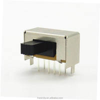 Interrupteur coulissant DPDT à double rangée horizontale, 3 positions, 8 broches, plaqué argent, 19,8x9,1mm, pas de 2,5/5,0mm, 50V CC 0,3A, petit interrupteur