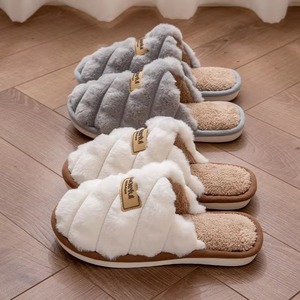 Chaussons en coton pour femmes et hommes âgés 2024 Bout fermé Utilisation intérieure à domicile Antidérapant Doux et chaud Semelles épaisses Automne Hiver - Product Image 3