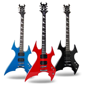Guitare électrique fabriquée en Chine en gros - Meilleure vente, design coloré de forme extraterrestre, légère (facile à expédier), touche en palissandre - Product Image 1
