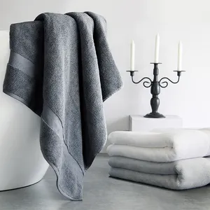 Luxury Silver Ion Anti-bacterial Bamboo Cotton Plaid Bath Towels Set Wholesale