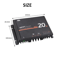 Contrôleur de charge 12V 24V MPPT 20A IP54 Capteur de température Bluetooth