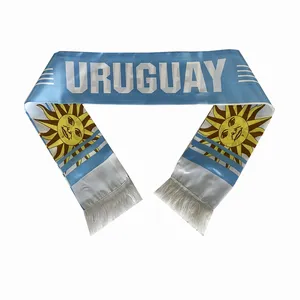 Oem 100% Polyester Europese Cup Geel Blauw Accessoires Uruguay Voetbal Sjaal