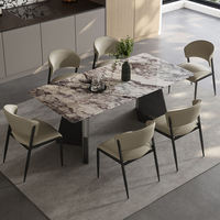 Table à manger carrée en pierre frittée italienne de luxe, moderne, écologique, avec pieds en acier carbone assemblés, 6 places, appartements, maisons