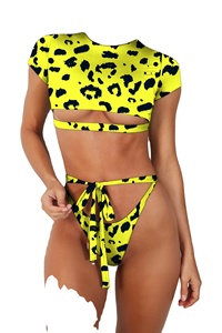 Bikini triangular de lujo personalizado para mujer, traje de baño con estampado de leopardo, Spandex/nailon, antibacteriano, de secado rápido - Product Image 3
