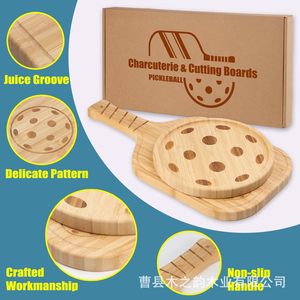 Juego de tablas de queso de madera redondas con asa para fiestas, plato para carne, bandeja para cortar pan, juego de dos piezas - Product Image 2