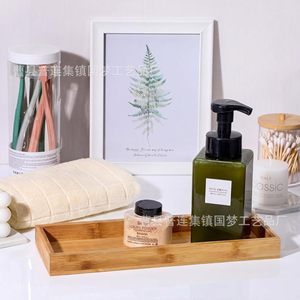 Bamboo Rectangular <b>Tray</b> 29x10x2cm Stackable <b>Storage</b> For Bathroom Toiletries And Living Room Use - Product Image 2