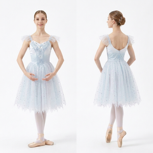 Tutú de Ballet Romántico Azul Hielo de Alta Calidad, Disfraz de Hada de la Nieve, Disfraz Profesional de Hada de la Nieve para Ballet - Product Image 1
