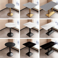 Meubles en bois modernes et simples, table ronde carrée de petite taille avec pieds en métal et plateau en marbre, tables de cuisine, de bar, de restaurant pour les cafés