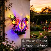Nouvelle conception CE, lampe LED murale en PVC imperméable à piles, papillon, 3500K blanc chaud, commande par bouton, intérieur et extérieur
