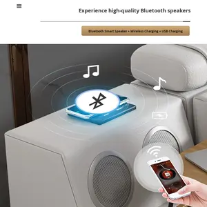 Moderno e minimalista struttura in legno massaggio letto in pelle multifunzionale Tatami letto con deposito grande doppio proiettore di esportazione - Product Image 4