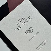 Cartes de vœux de mariage personnalisées haut de gamme avec logo sur mesure, impression sur papier coton blanc, typographie, totem coloré