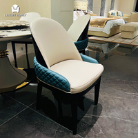 Ensemble de table à manger ronde en marbre naturel moderne italien luxueux et confortable, 6 chaises, ensemble de table à manger ronde de luxe pour villa, pour 6 personnes