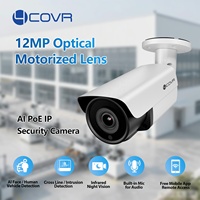 4COVR 12Mp Ultra HD Sicherheitskamera mit KI-Gesichtserkennung, wasserdicht für den Außenbereich, IR-Bullet-Kamera mit 5-fach optischem Zoom, PoE CCTV IP-Überwachung