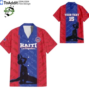 Chemise Hawaïenne Unisexe à Boutons, Nouvelle Collection, Qualité Supérieure, Motif <span class=keywords><strong>Drapeau</strong></span> Polynésien d'Haïti 2026, Style Football, Vente en Gros, Idéale Plage - Product Image 4