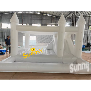 Château gonflable blanc à louer pour les fêtes, avec toboggan et combo de balles, château gonflable pour sauter dans le <span class=keywords><strong>jardin</strong></span> pour les mariages et les anniversaires - Product Image 4