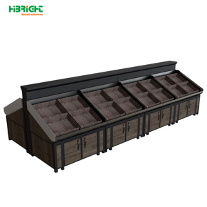 Étagère de présentation de fruits et légumes en bois Highbright, directement de l'usine, pour supermarchés et épiceries - Product Image 1