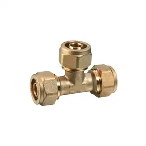 TUBOMART Screw Brass Fitting Tee CW617 Brass PN10 PN20 PN25 Screw Brass Fitting For Water Pipe HVAC System