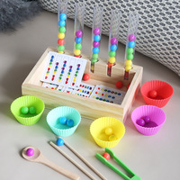 Juego de Tubos de Ensayo con Cuentas de Arcoíris de Madera, Juego de Clasificación de Colores, Conteo, Motricidad Fina, Juguete de Aprendizaje Montessori para Niños Pequeños