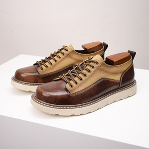 Chaussures de travail rétro de haute qualité 2026, style américain, chaussures décontractées d'extérieur en cuir, chaussures pour hommes en cuir véritable à bout épais - Product Image 1