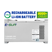 E-Sun Baterai LiFePO4 7.68kwh 24V Hemat Biaya, Paket Baterai 24V300Ah untuk Penyimpanan Energi Rumah Tangga