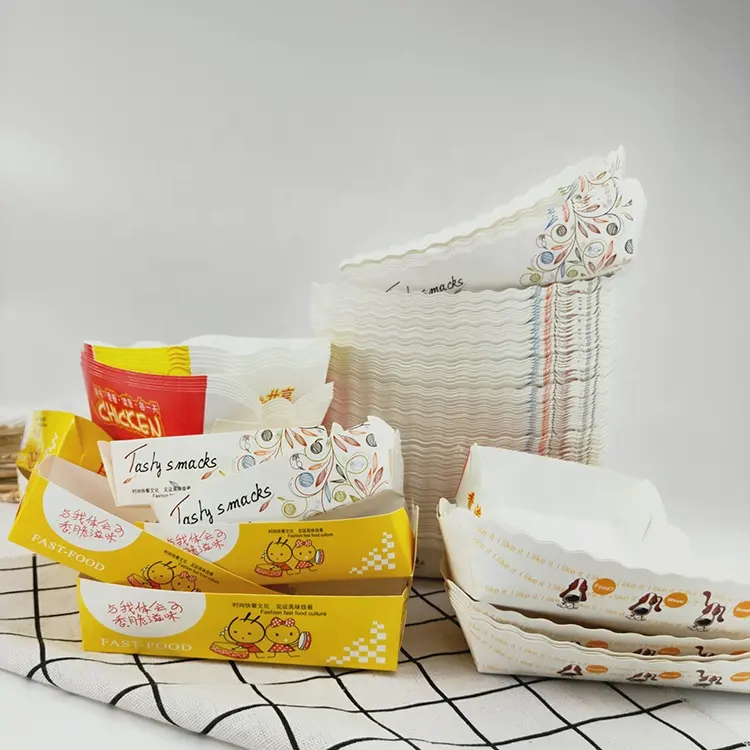 Disposable hotdog box tray take away paper food grade packaging boxes