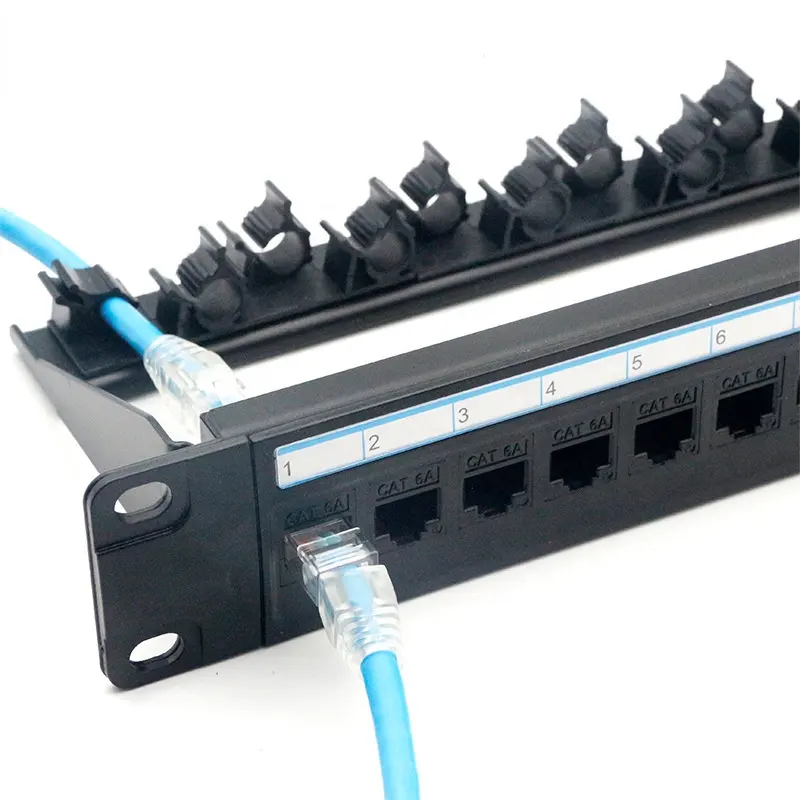 24 Port 1U Blank Keystone Patch Panel 19 inch Rack Wall Mount with Rear Cable Management for usb hdmi fiber