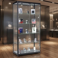 Vitrine à bijoux en verre trempé sans cadre de haute qualité, éclairage LED intégral, multi-niveaux, sur mesure, pour magasin de détail de luxe