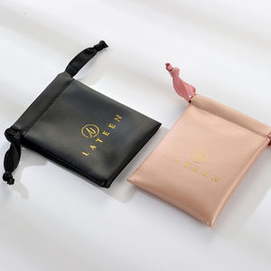 New Arrival Custom PU Leather Drawstring Pouch Convenient Packaging Pink <b>Black</b> Jewelry <b>Boxes</b> - Product Image 3