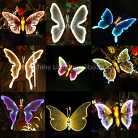 Lumières décoratives LED 3D colorées à simulation dynamique de papillons, IP65 pour la décoration extérieure de jardins, parcs et paysages