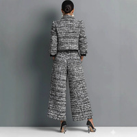 Nouveauté transfrontalière 2025 : Ensemble coordonné veste courte à revers et pantalon large pour femme XS-3XL