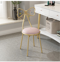 Chaises de toilette en métal de qualité assez utilisées, tabouret papillon de beauté de chambre à coucher, chaises de maquillage roses