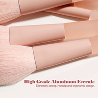 Nouvelle conception 2026 – Lot de 10 pinceaux de maquillage professionnels synthétiques roses, durables, format voyage, pour femmes, avec logo personnalisé, haute qualité