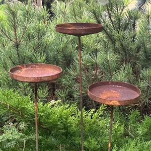 Mangeoire à oiseaux d'extérieur robuste sur pied, facile à nettoyer, design premium, en acier Corten, station d'alimentation pour oiseaux - Product Image 6