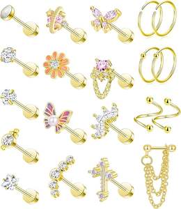 20 पीसी स्टेनलेस स्टील हेलिक्स कोंच हूप्स तितली ओपल सीज़ ग्रह सूरजमुखी हृदय वयररिंग श्रृंखलाओं को खतरनाक गहने - Product Image 6