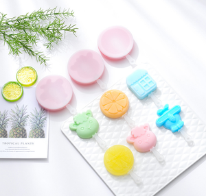 <span class=keywords><strong>Amazon</strong></span> Venta caliente Cute Cartoon Silicone Ice Cream Bar Mold Set con palos de plástico DIY Popsicle Moldes Bandeja - Product Image 6